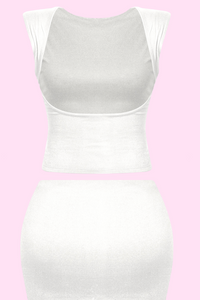 Dulce Open Back Mini Skirt Set (Off White)