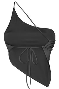 Glamorous Halter Asymmetrical Top (Black)