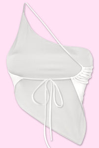 Glamorous Halter Asymmetrical Top (White)