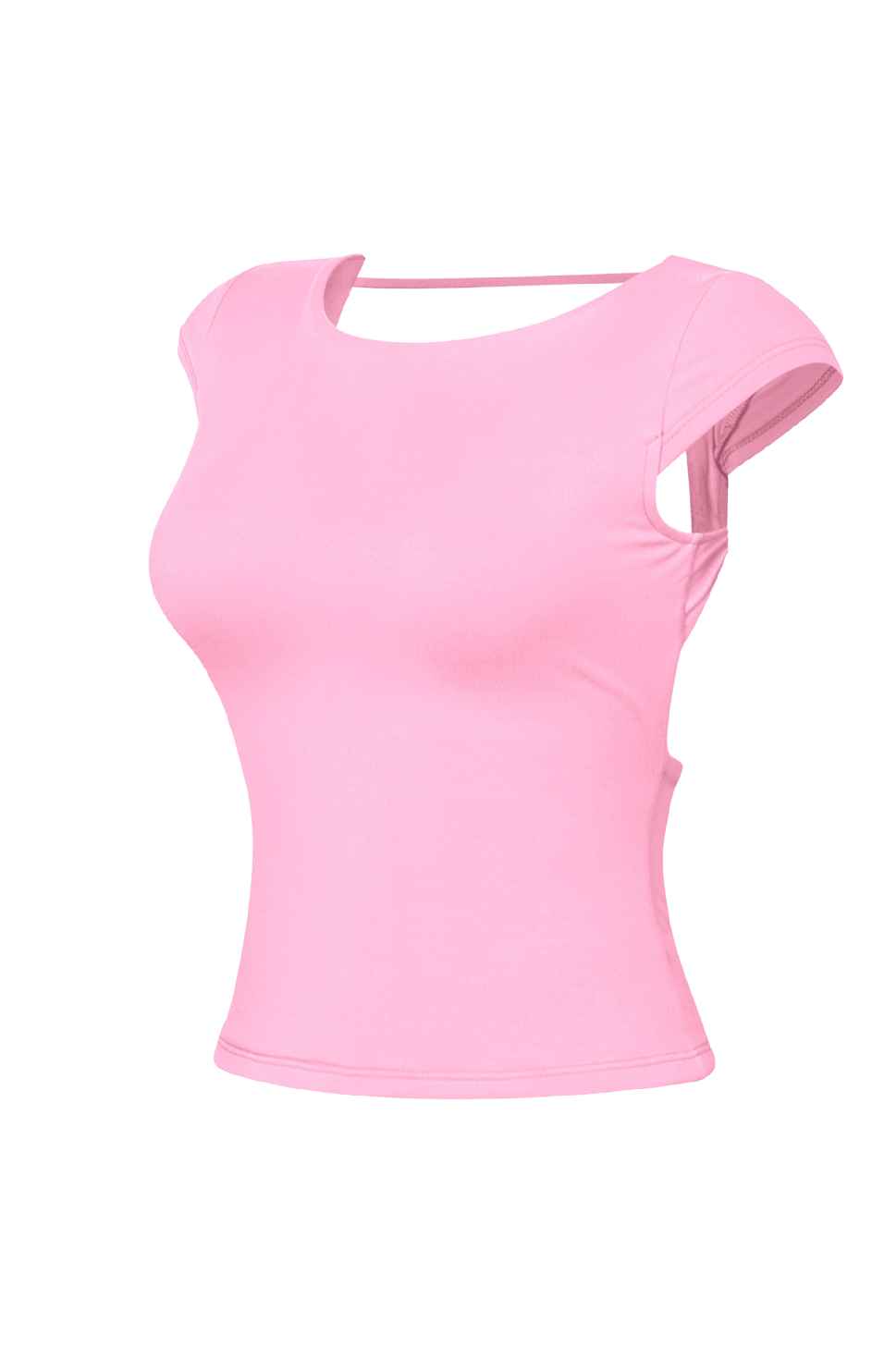 Karina Open Back Basic Crop Top (Pink)