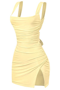 Dallas Side Slit Dress (Light Yellow)