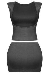 Dulce Open Back Mini Skirt Set (Black)