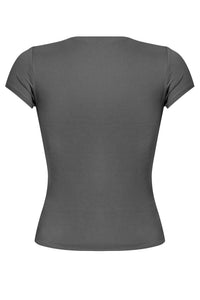 Cara Short Sleeve Top (Charcoal Grey)