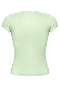 Ginny Short Sleeve Basic Top (Sage Green)
