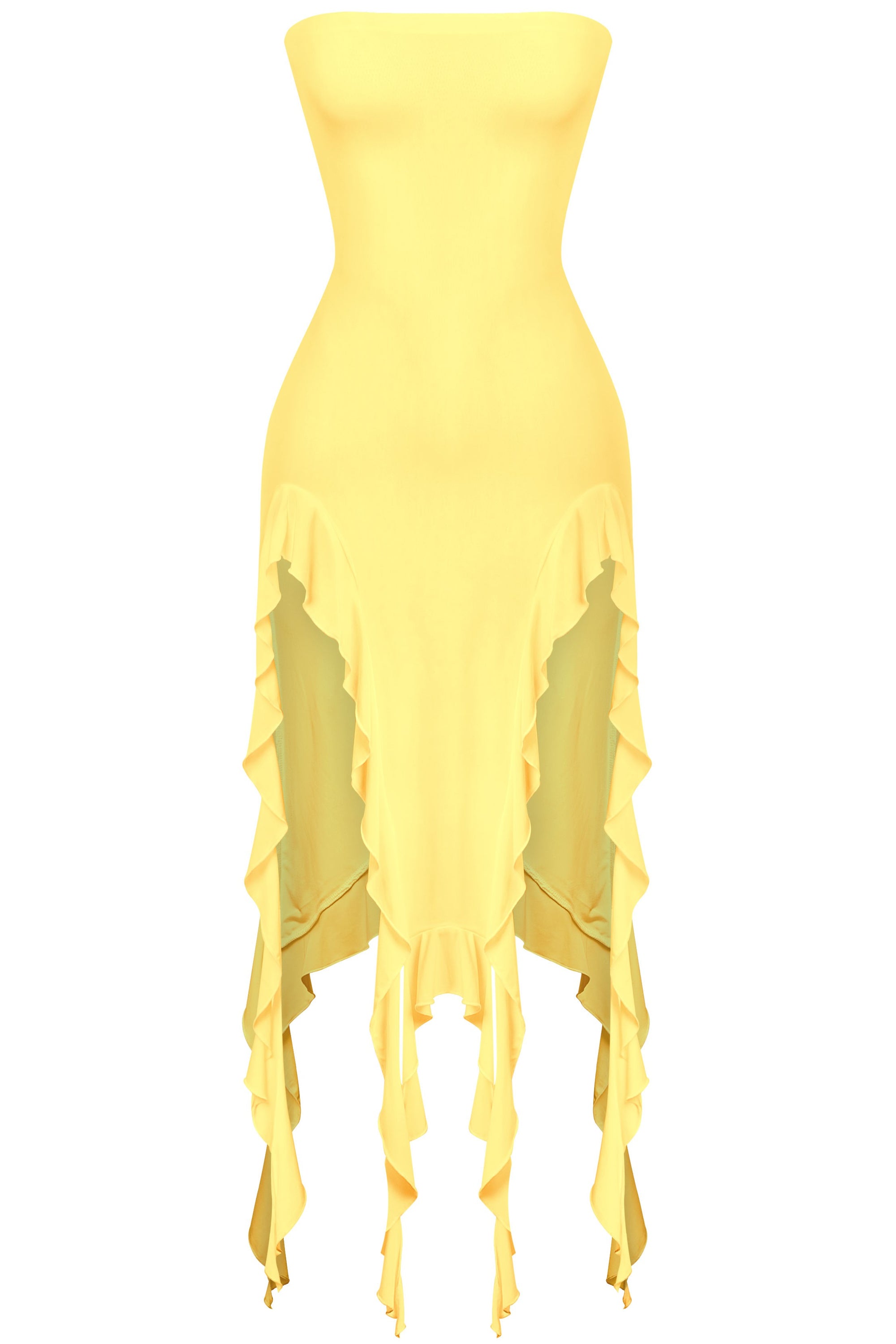 Raja Midi Ruffle Dress (Banana Yellow)