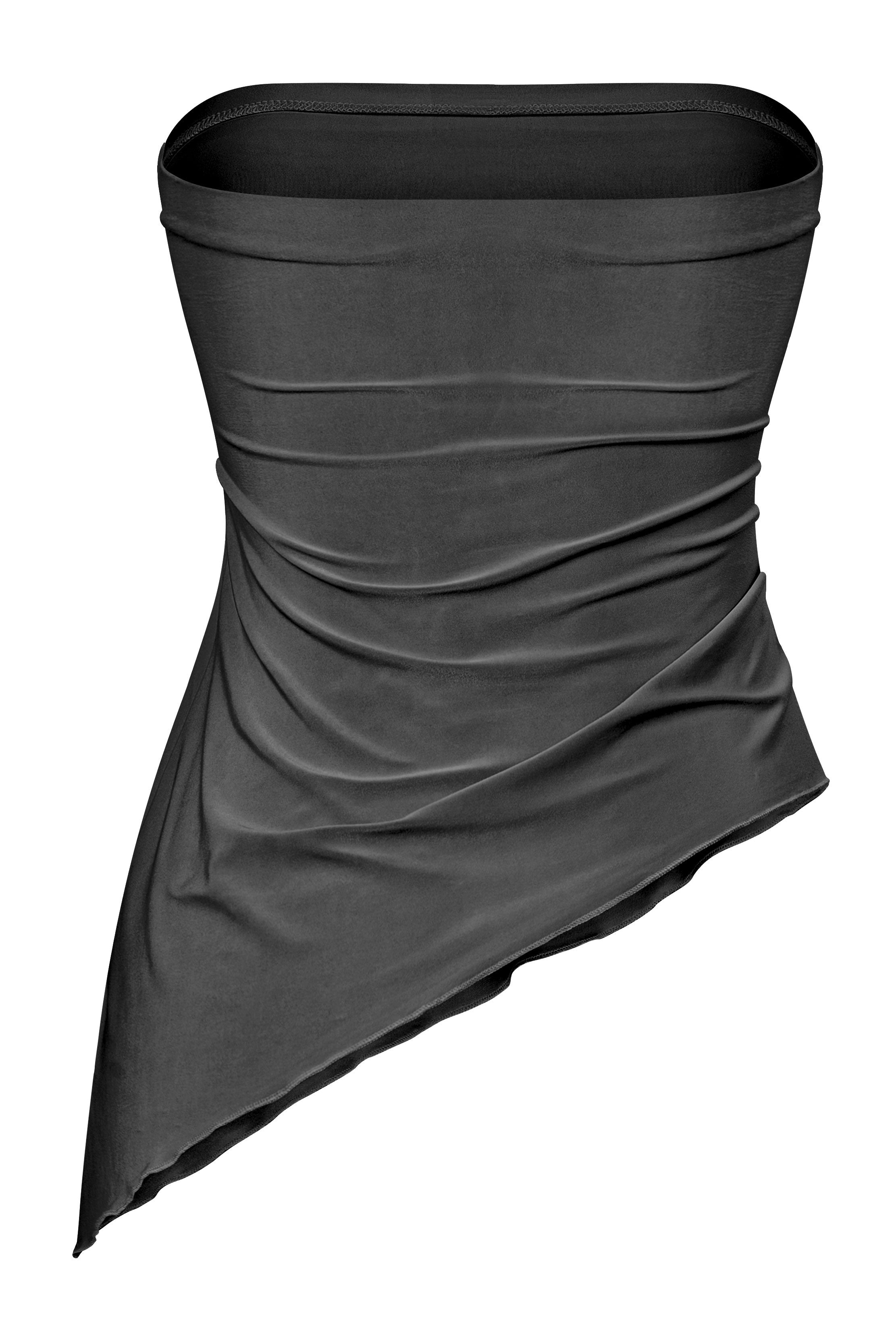 Yareli Asymmetric Tube Top (Black)