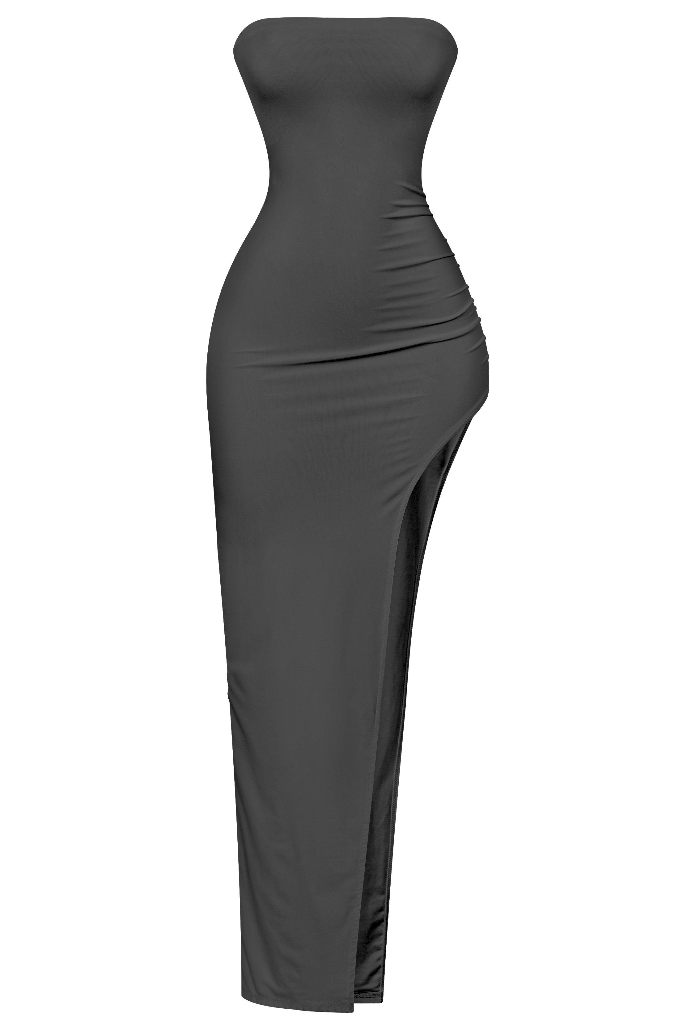 Nella High Slit Maxi Dress (Black)