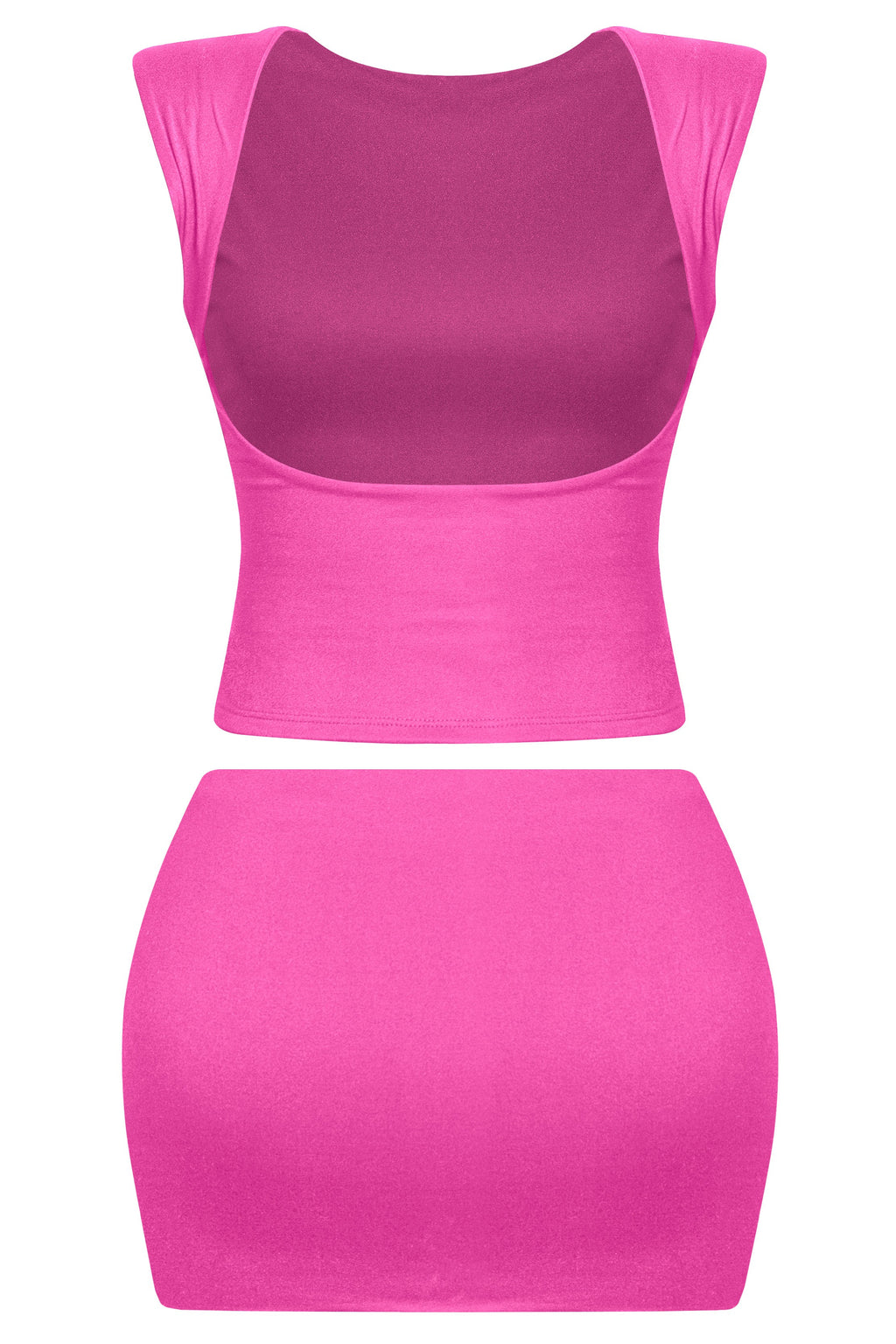 Dulce Open Back Mini Skirt Set (Fuchsia Pink)