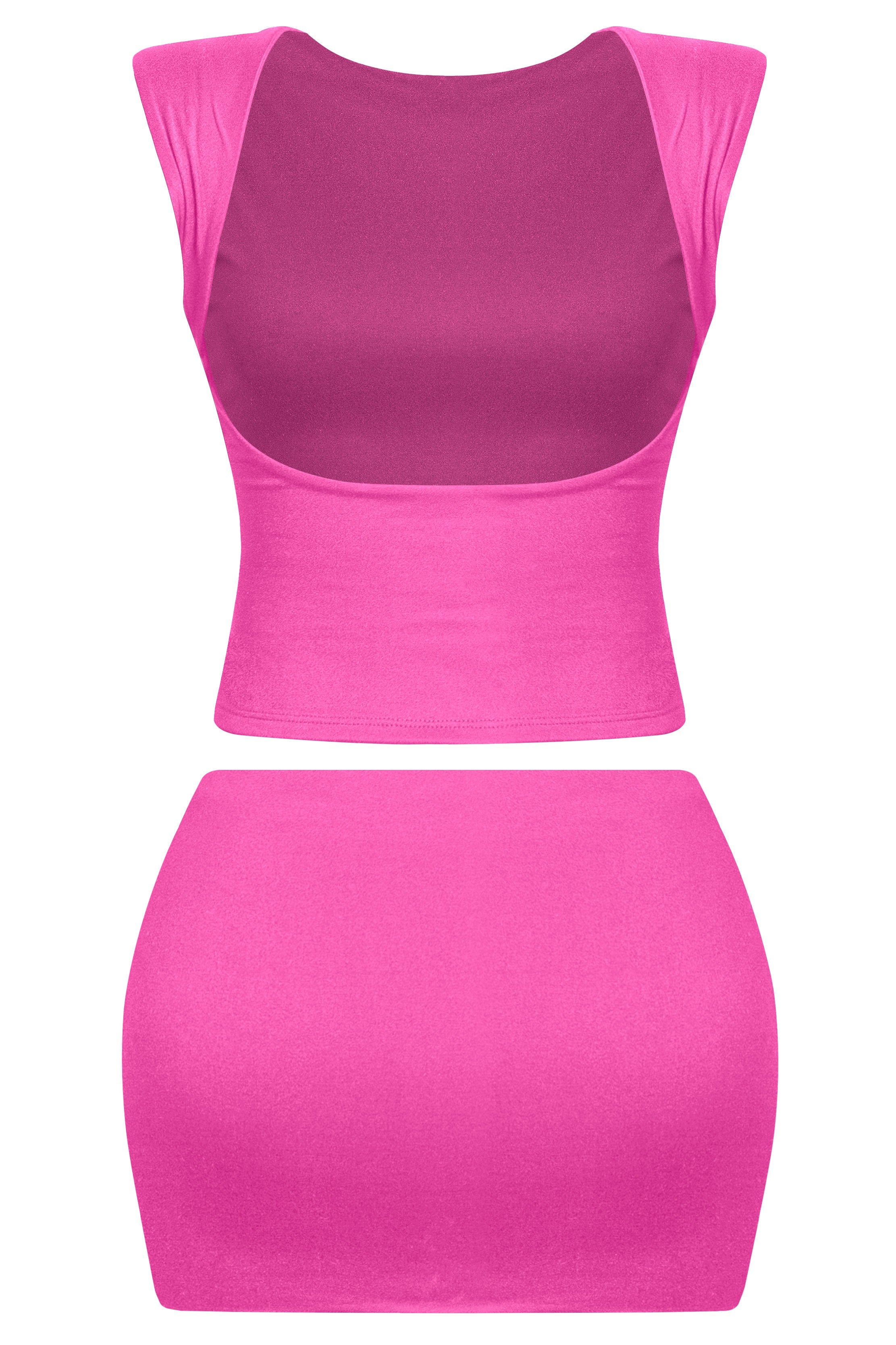 Dulce Open Back Mini Skirt Set (Fuchsia Pink)