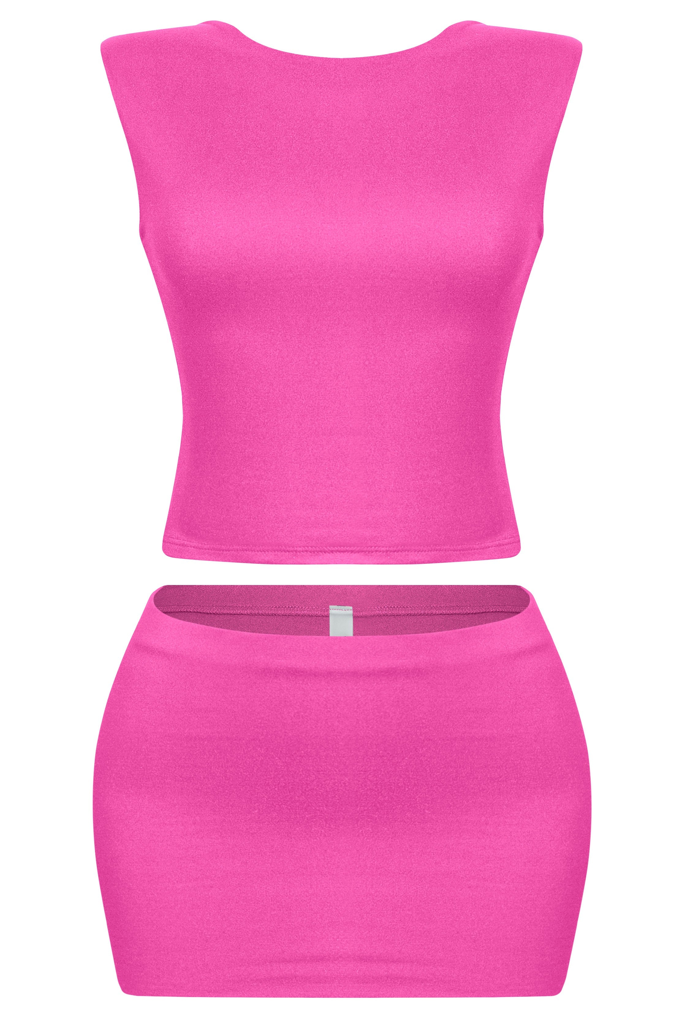 Dulce Open Back Mini Skirt Set (Fuchsia Pink)