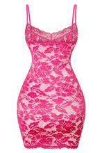 Load image into Gallery viewer, Noir Sheer Lace Mini Dress (Fuchsia Pink)