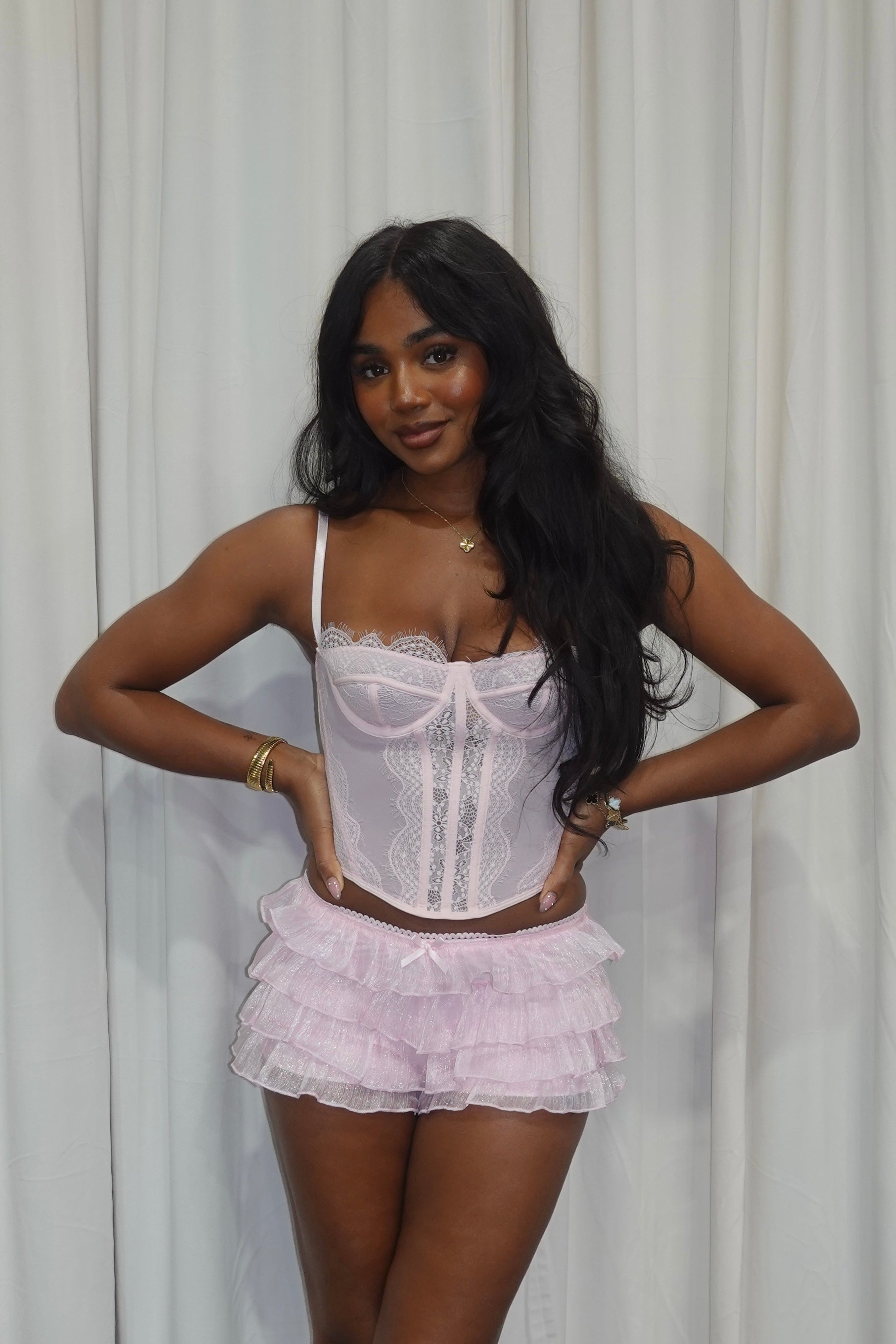 Catalina Ruffle Shorts (Baby Pink)