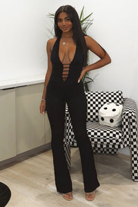 Saint Halter Lace Jumpsuit (Black)