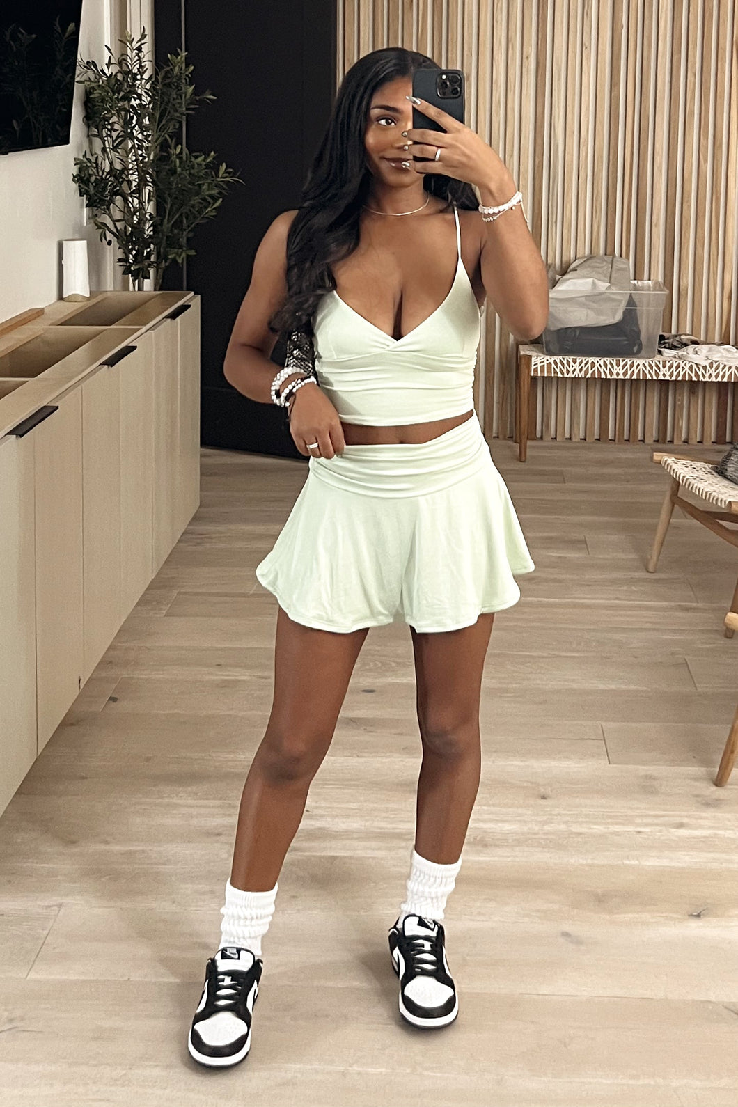 Lala Tennis Skirt Set (Sage Green)