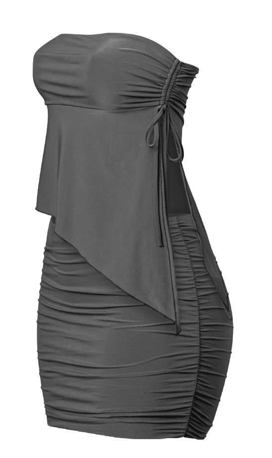 Zandria Ruched Skirt Set (Black)