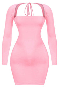 Harlem Long Sleeve Mini Dress (Pink)