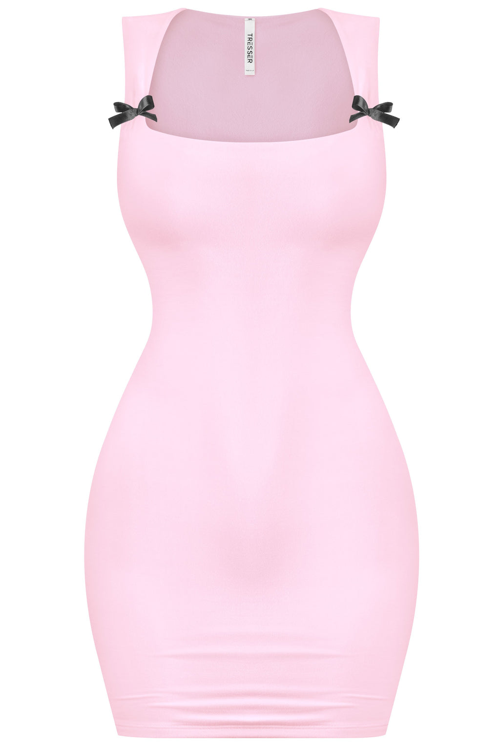 Leia Square Neck Mini Dress (Baby Pink)