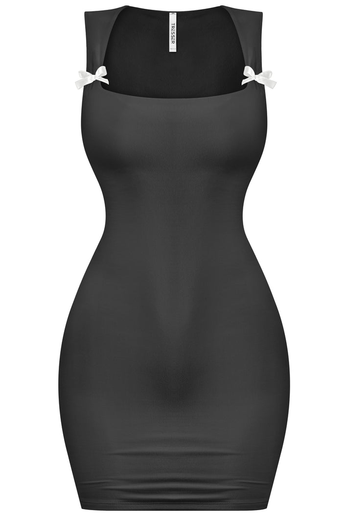 Leia Square Neck Mini Dress (Black)