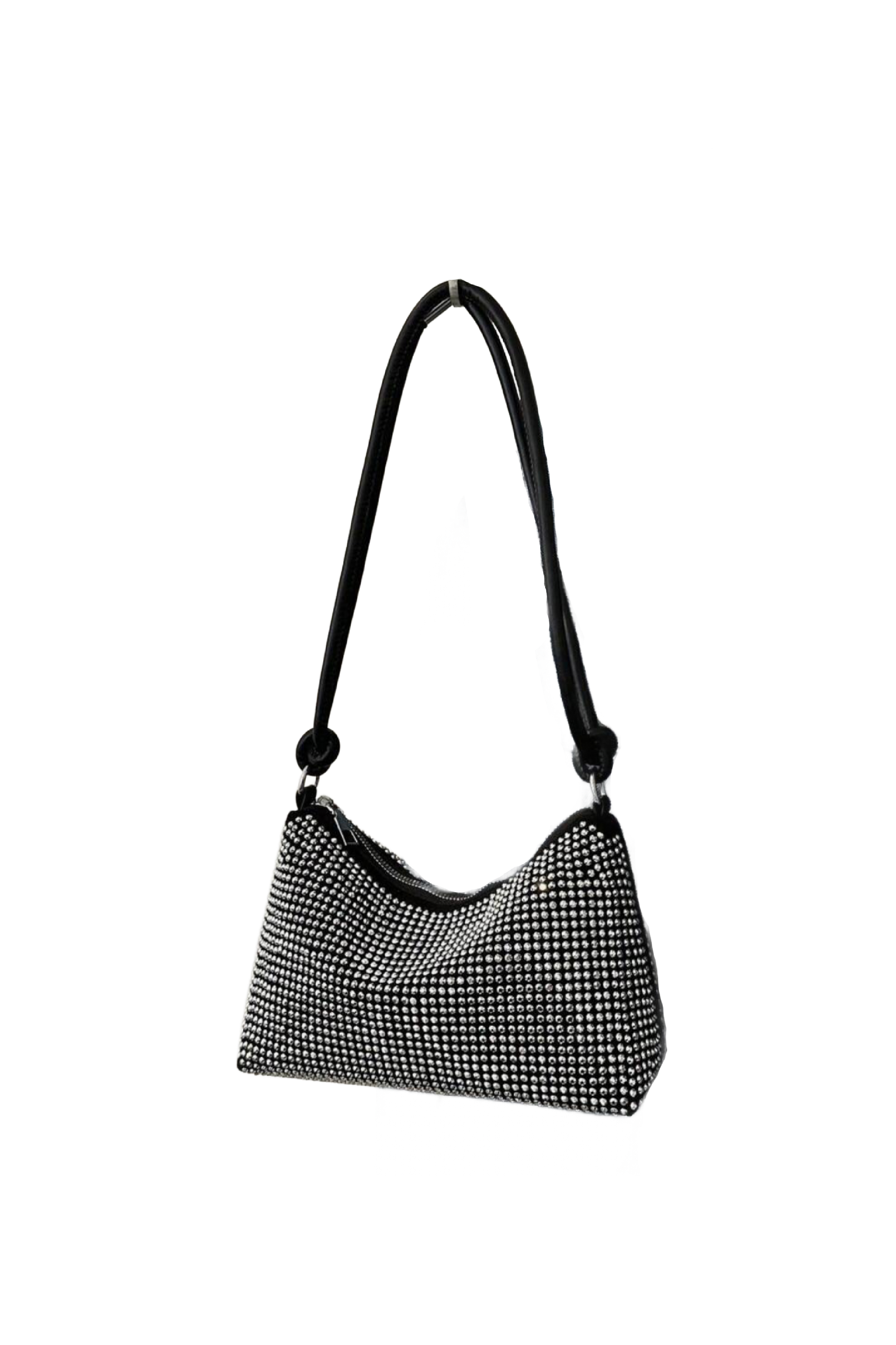 Remy Rhinestone Shoulder Bag (Black/Silver)