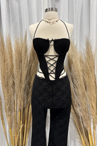 Eli Halter Mesh Jumpsuit (Black)