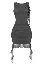 Load image into Gallery viewer, Mira Mesh Ruffle Mini Dress (Black)