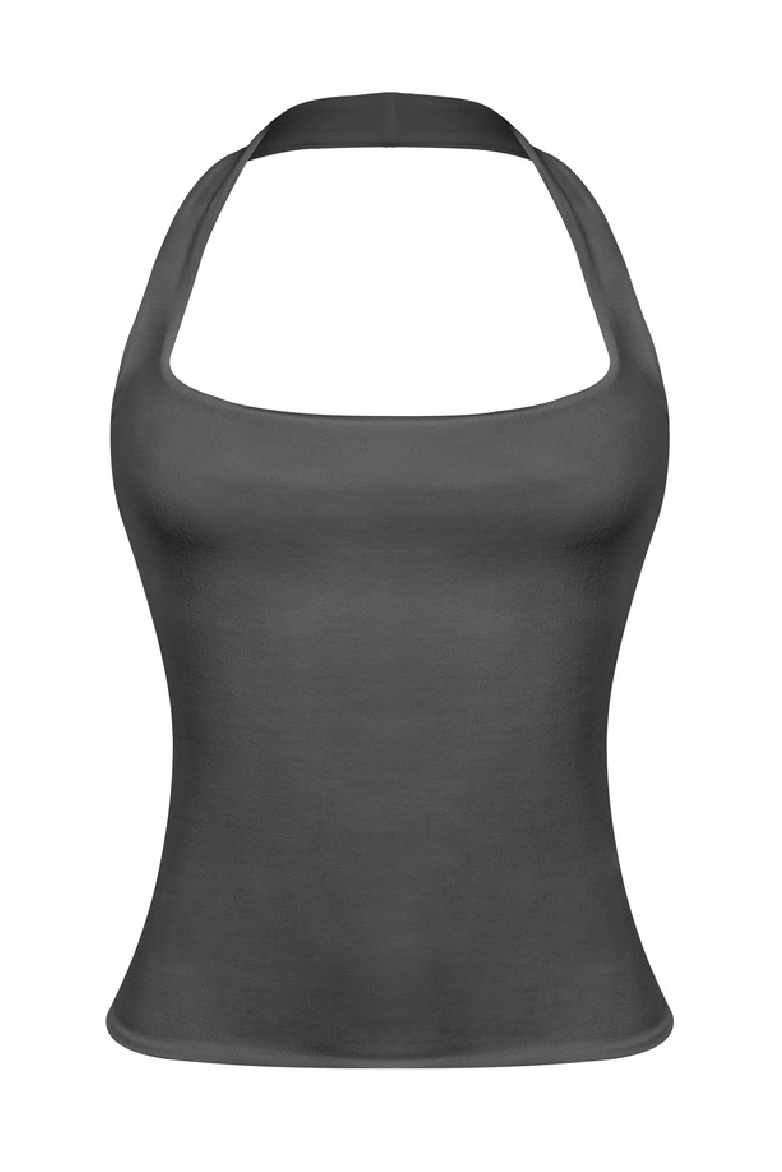 Ziva Square Neck Halter Top (Black)