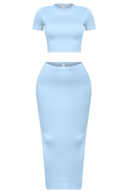 Hapi Maxi Skirt Set (Light Blue)