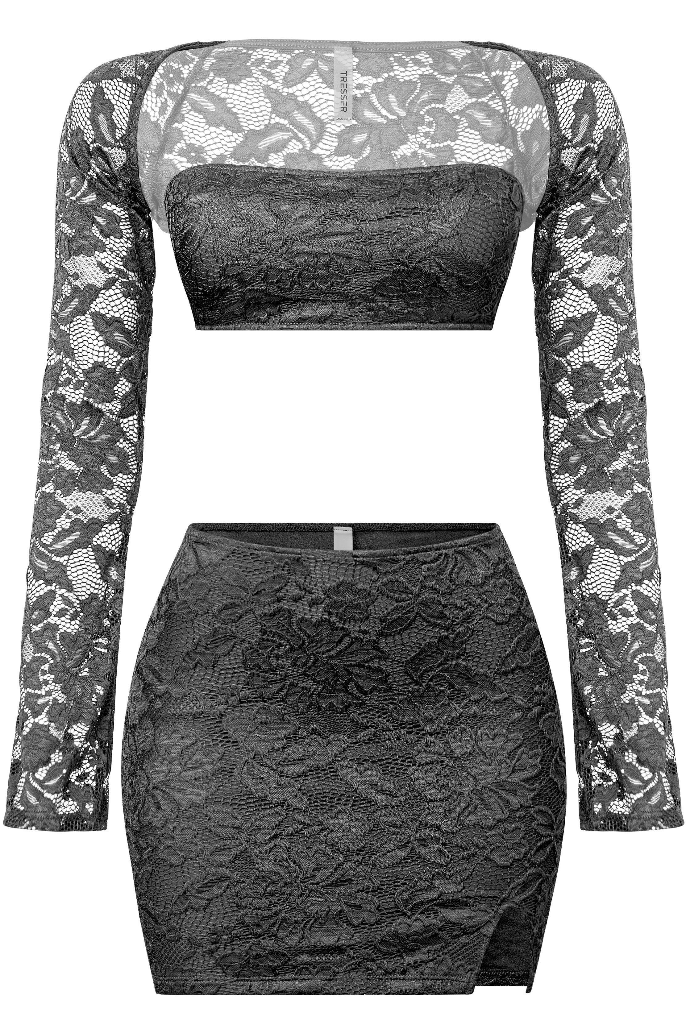 Chaser Lace Shrug Set (Black)