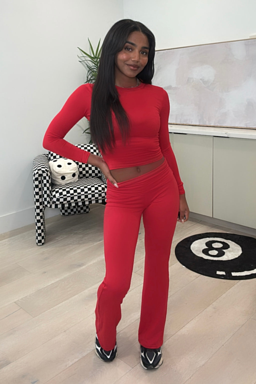 Grace Long Sleeve Yoga Pants Set (Red)