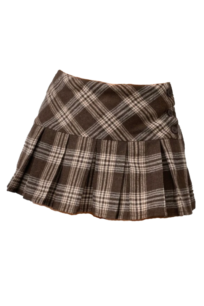 Itty Tartan Mini Skirt (Brown)