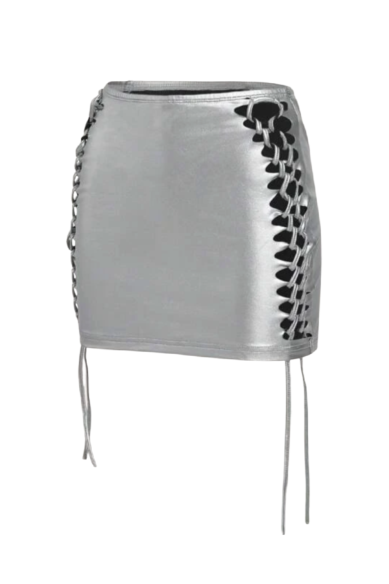Aria Braided Mini Skirt (Silver)
