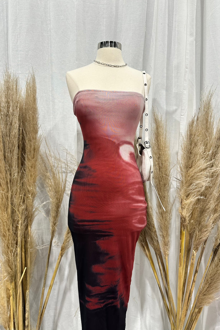 Mars Tube Maxi Dress (Red Multi)