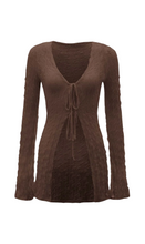 Load image into Gallery viewer, Cascading Textured Sheer Top (Brown)