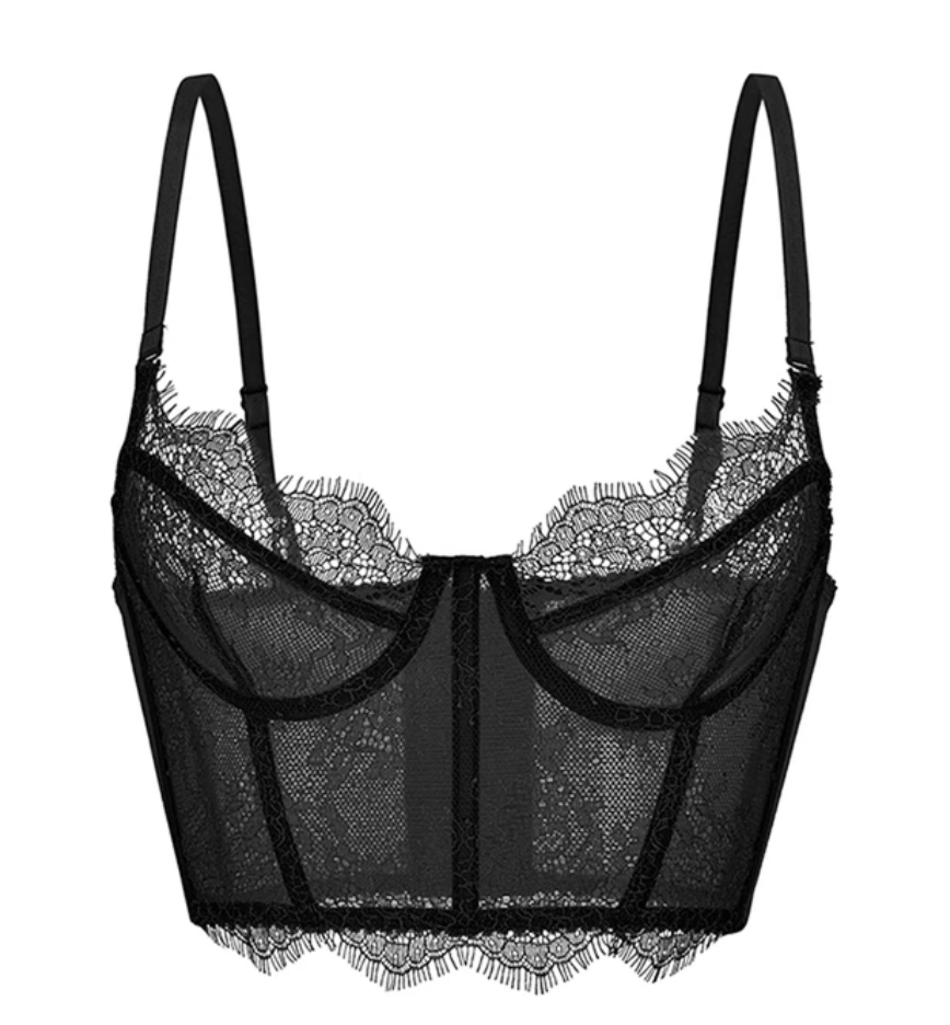 Mesh Lace Bralette (Black)