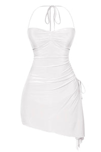 Cher Asymmetrical Mini Dress (Off White)