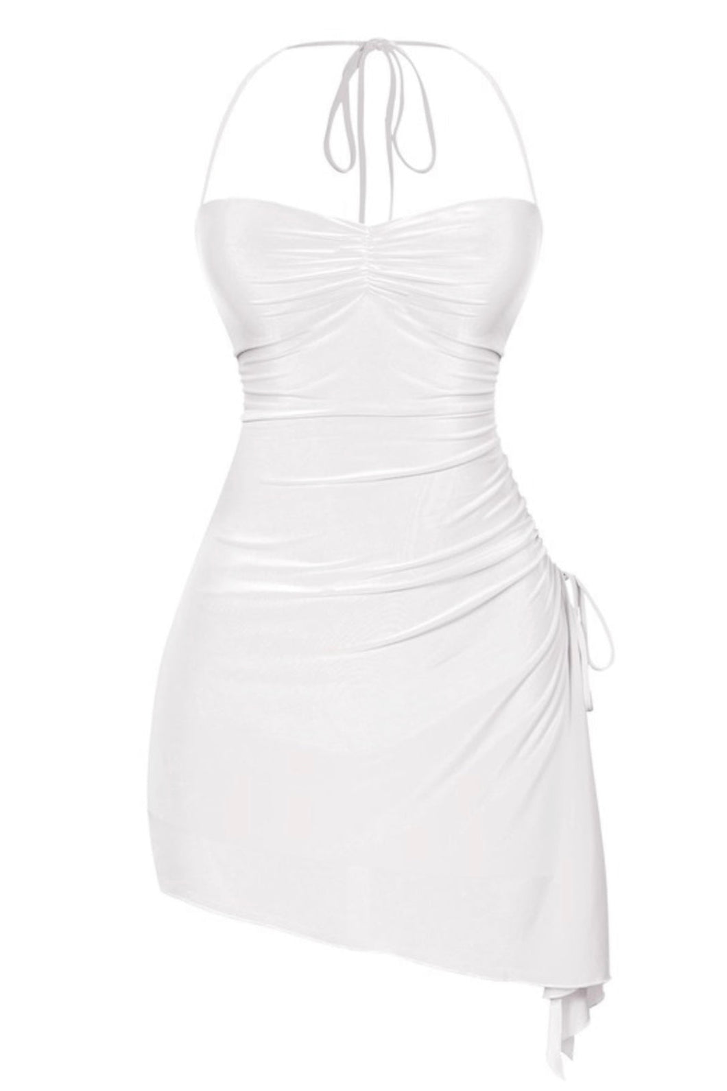 Cher Asymmetrical Mini Dress (Off White)