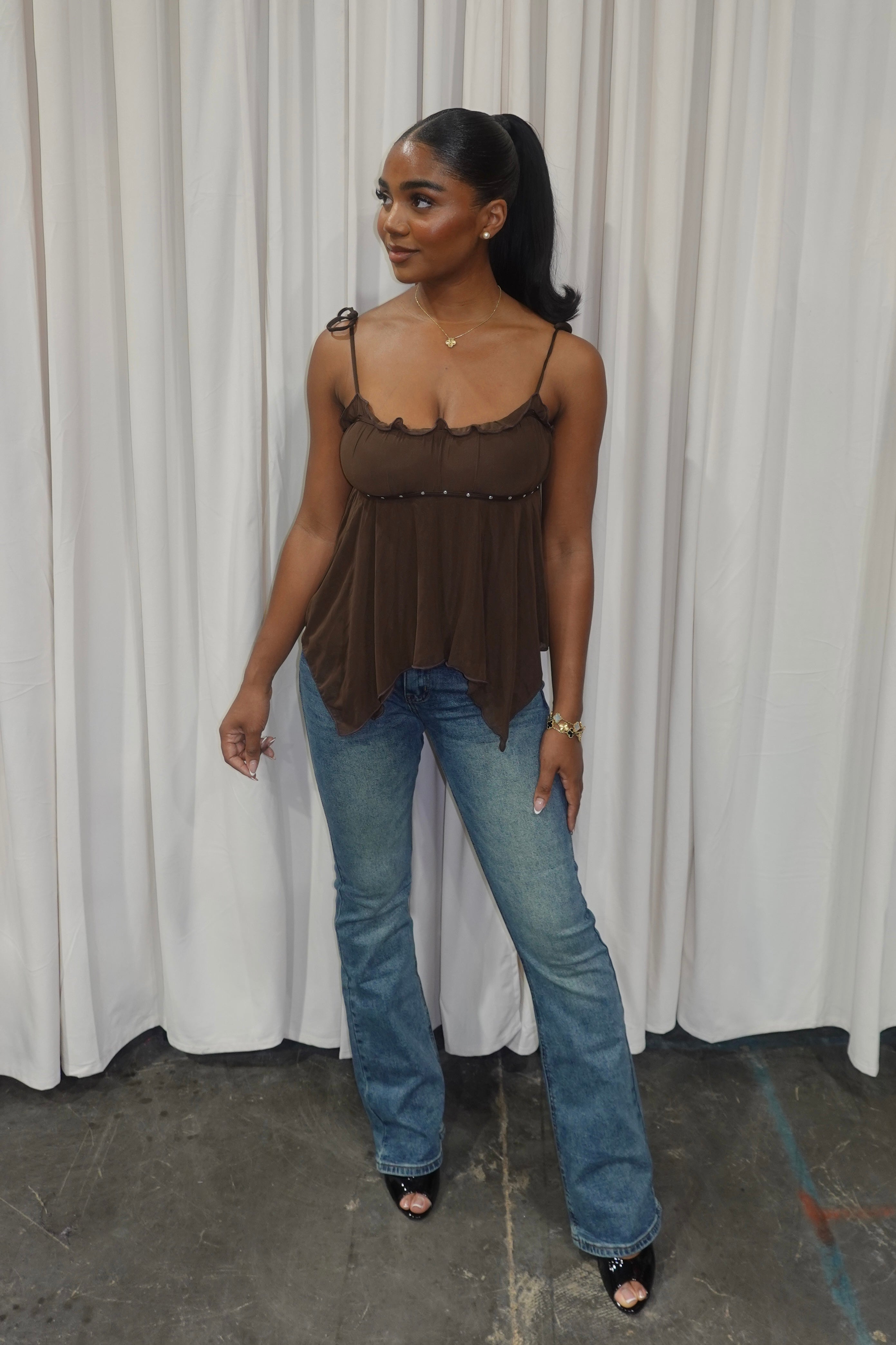 Glamsha Mesh Top (Brown)