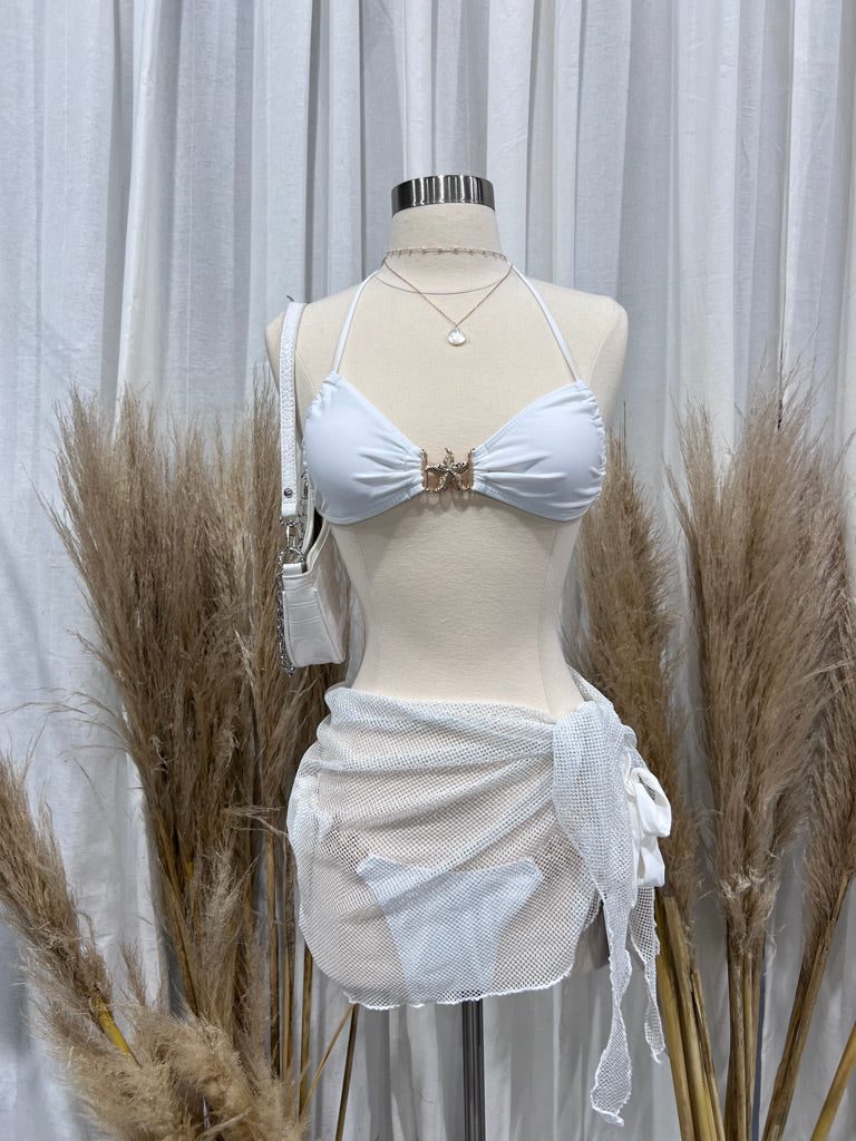 Gabby Knit Cover Up Skirt (White)