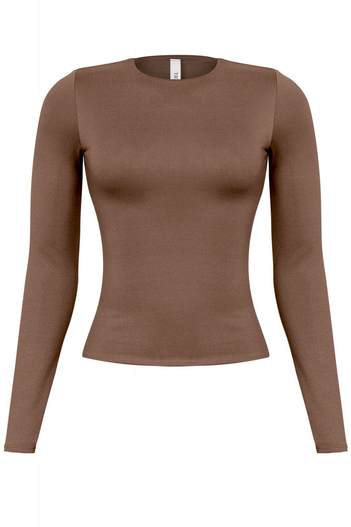 Cara Long Sleeve Top  (Brown)