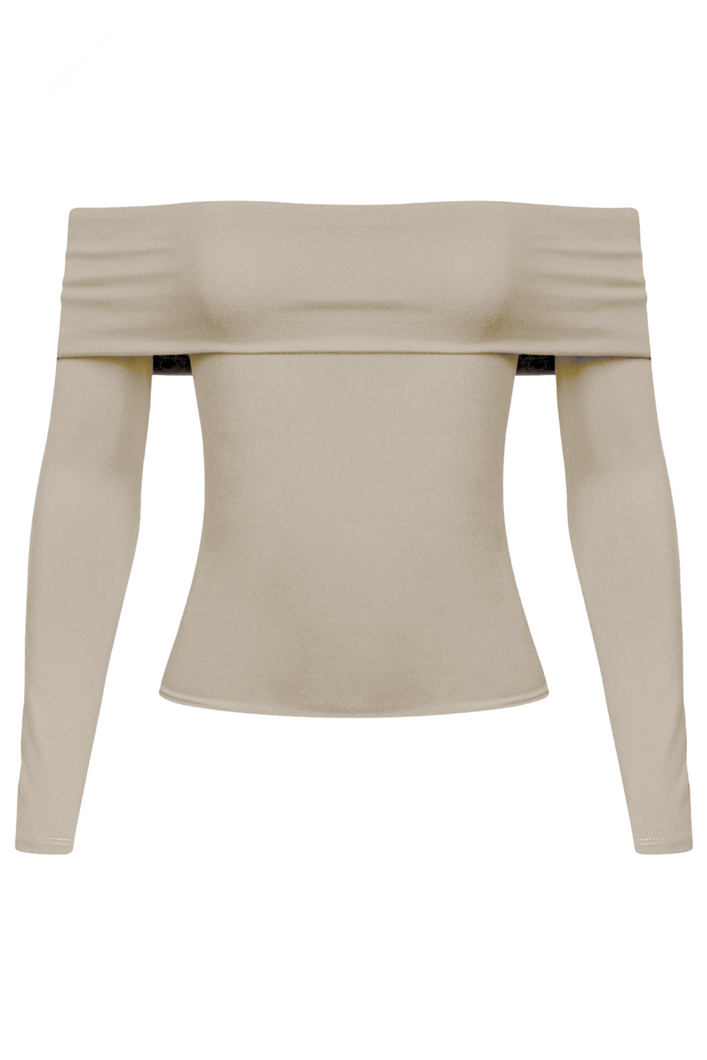 Zara Off Shoulder L/S Top (Beige White)