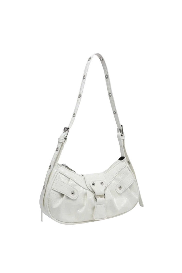 Aura Croc Shoulder Bag (White)