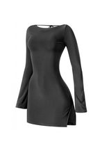 Load image into Gallery viewer, Olivia Long Sleeve Open Back Mini Dress (Black)