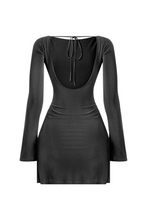 Load image into Gallery viewer, Olivia Long Sleeve Open Back Mini Dress (Black)