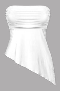 Yareli Asymmetric Tube Top (White)