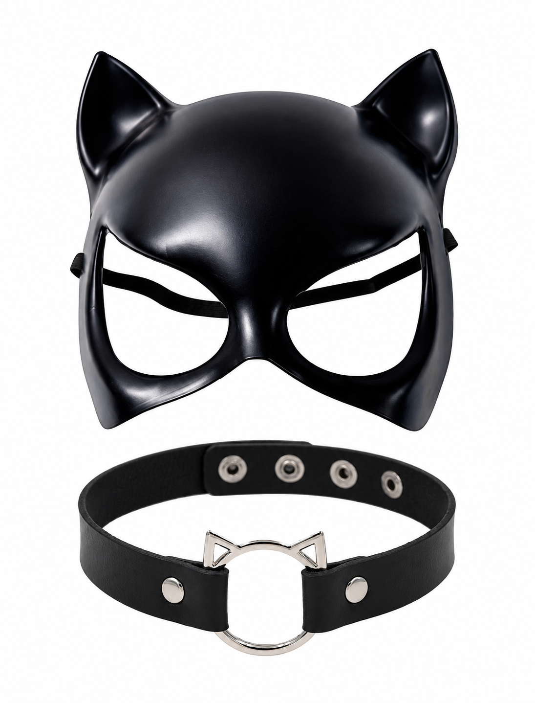 Cat Woman Mask and Choker (Black)