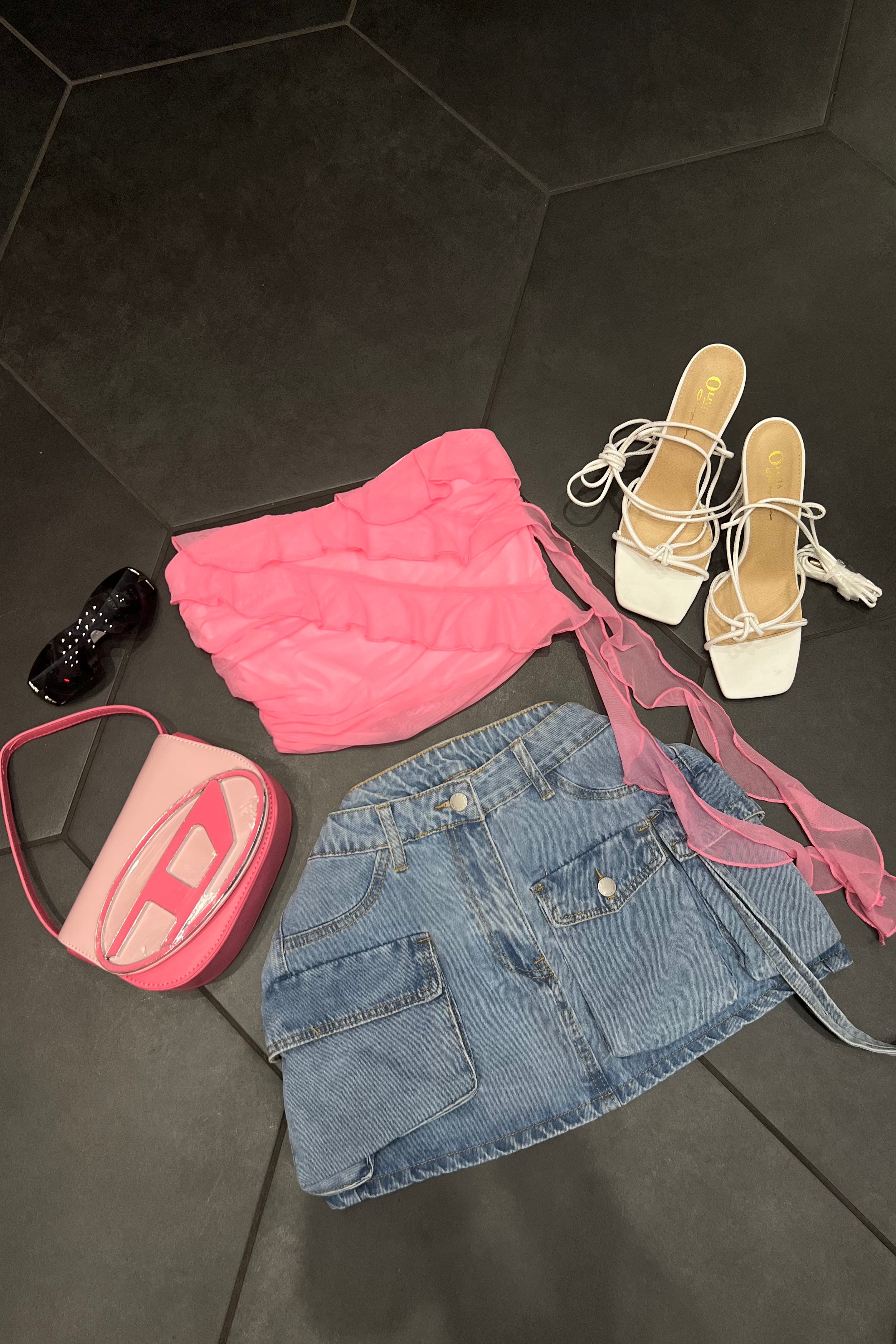 Ori Ruffle Tube Top (Pink) #2047