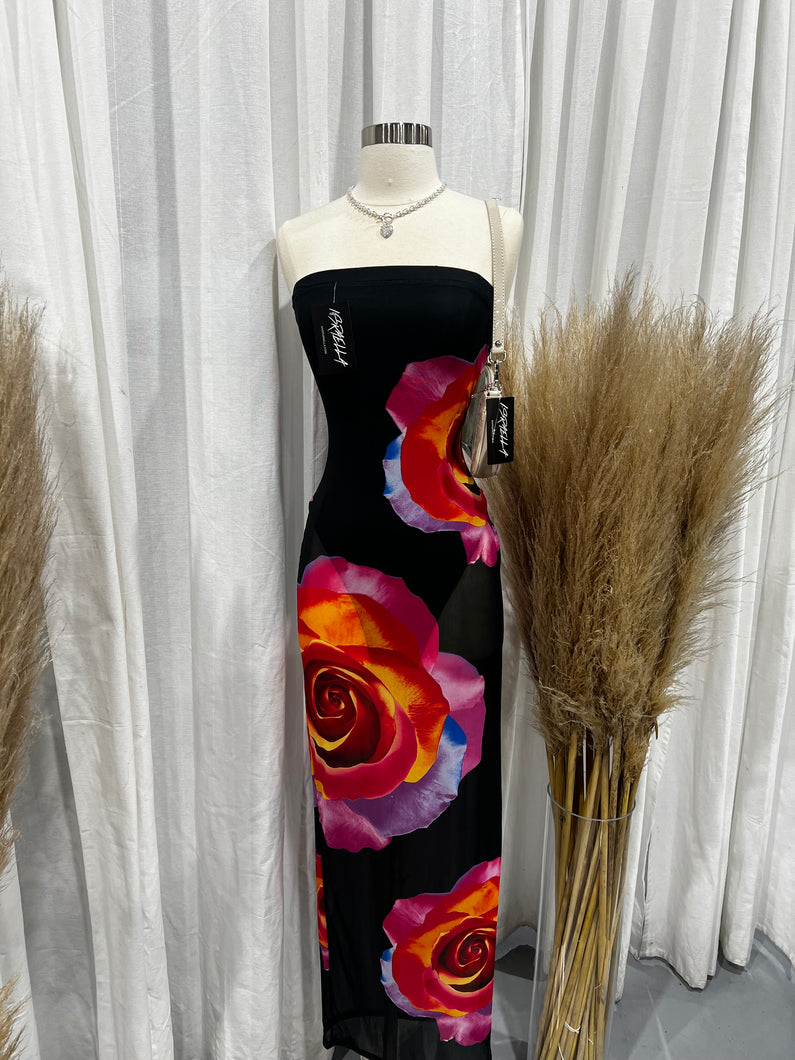 Sasha Maxi Floral Dress (Black Multi)