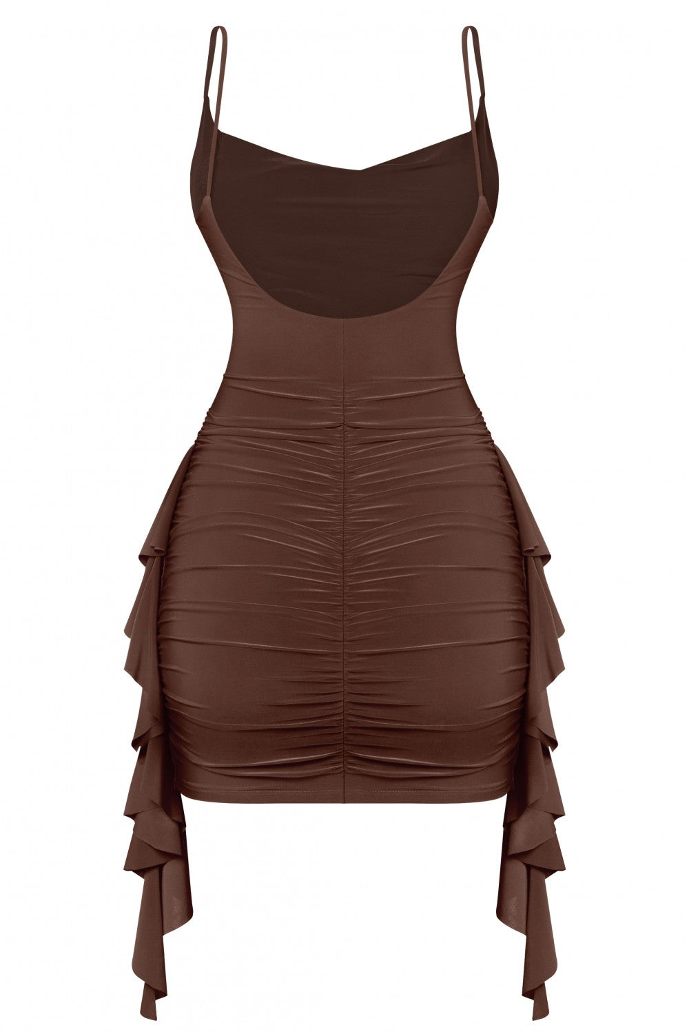 In A Mood Ruffled Mini Dress (Mocha Brown)