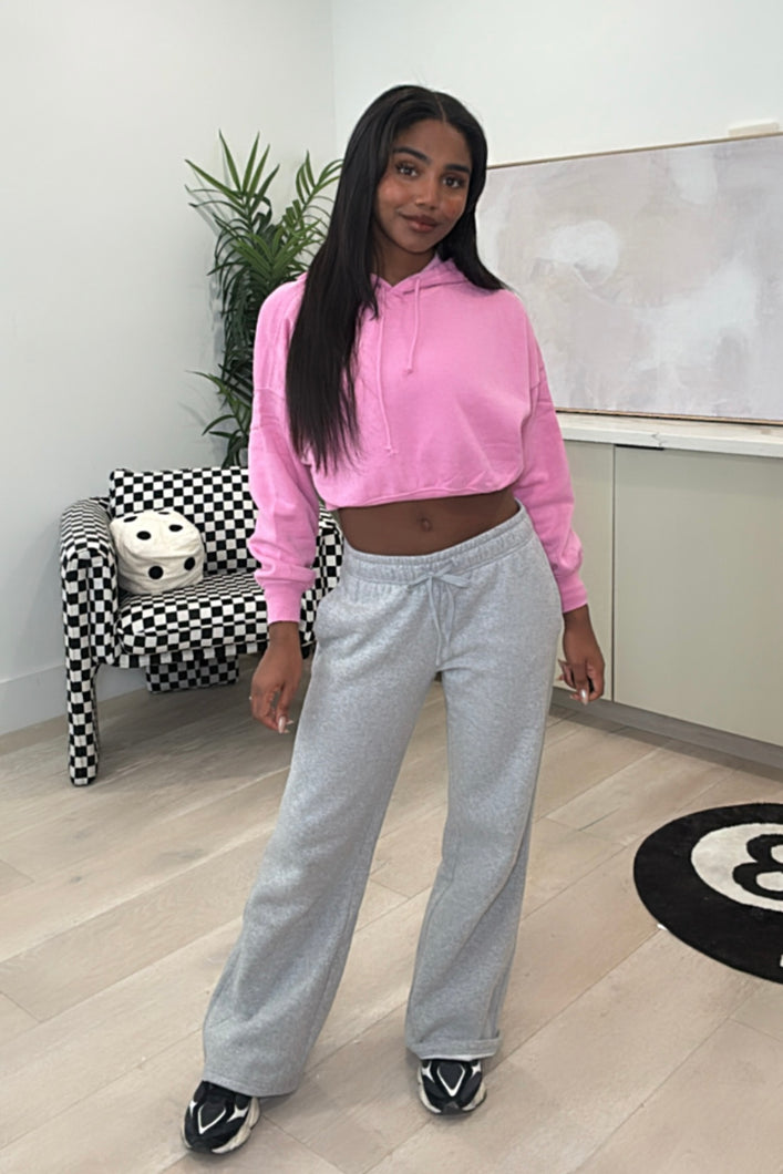 Jazlyn Cropped Hoodie (Rose Pink)