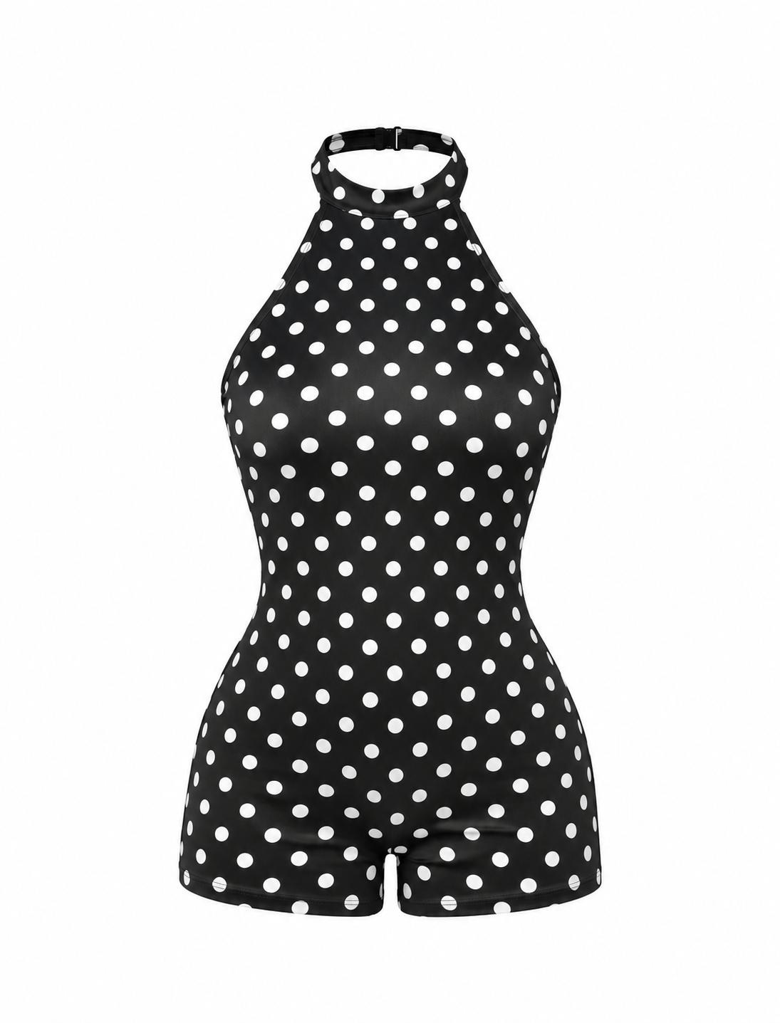 Leticia Halter Romper (Black Polka Dot)